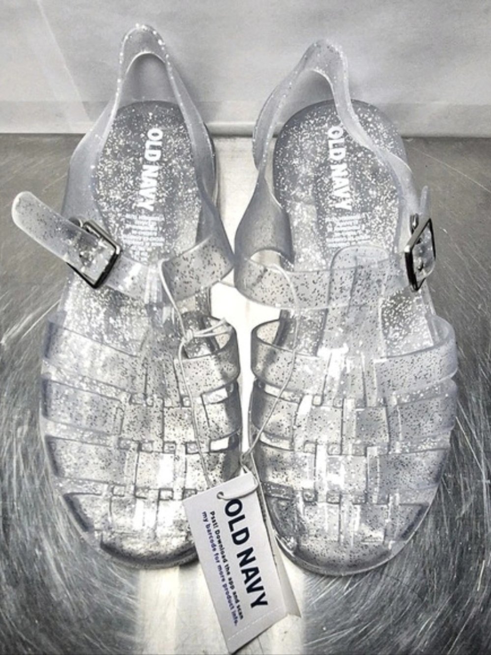 Old Navy Glitter Jelly Sandals in Silver
